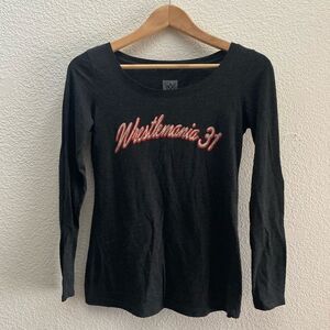 Wrestlemania 31 WWE Authentic Dark Gray Long Sleeve Shirt Size Small